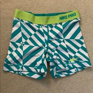 Nike Pro Turquoise and Lime Green size S